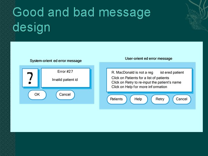 Good and bad message design 