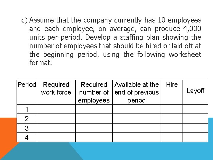 c) Assume that the company currently has 10 employees and each employee, on average,
