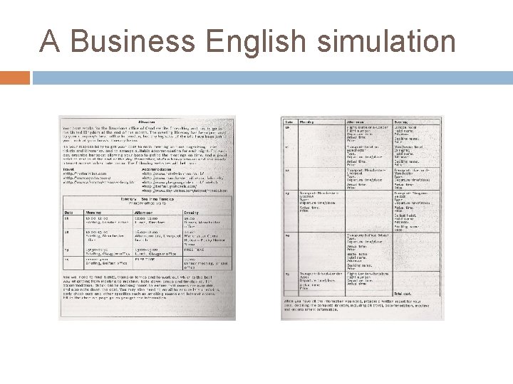 A Business English simulation 
