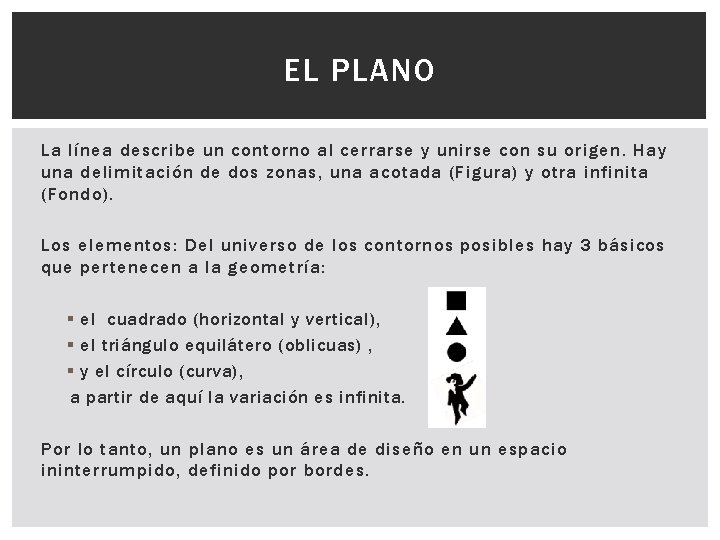 EL PLANO La línea describe un contorno al cerrarse y unirse con su origen.