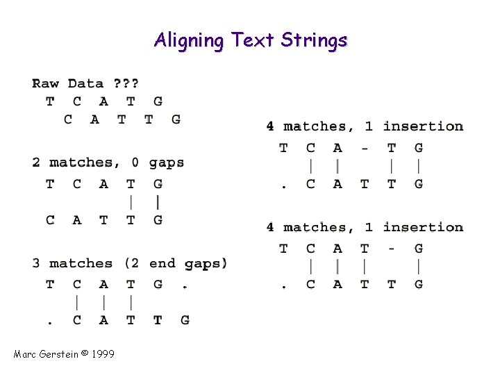 Aligning Text Strings Marc Gerstein © 1999 