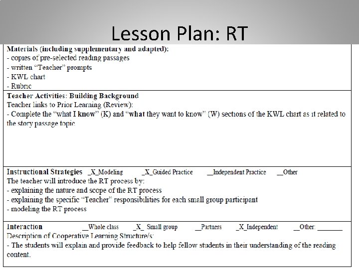 Lesson Plan: RT 