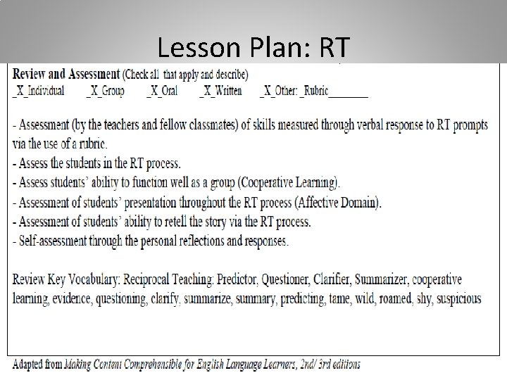 Lesson Plan: RT 