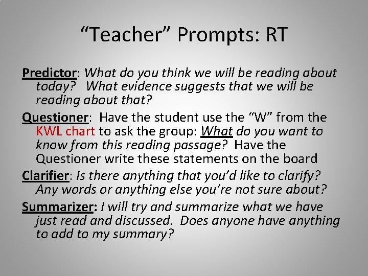 “Teacher” Prompts: RT Predictor: What do you think we will be reading about today?