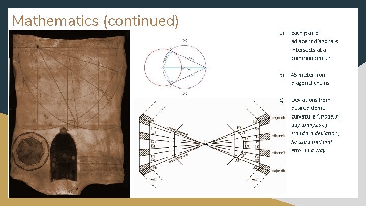 Mathematics (continued) a) Each pair of adjacent diagonals intersects at a common center b)