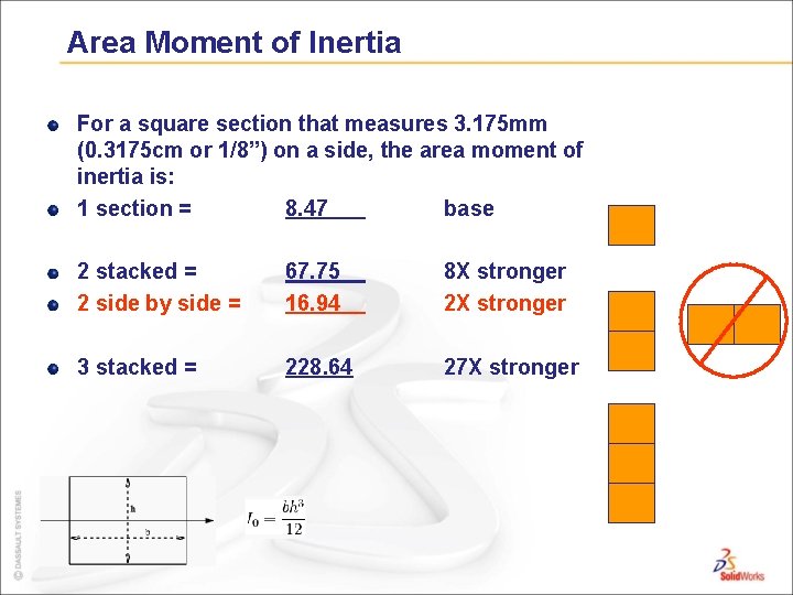 Area Moment of Inertia For a square section that measures 3. 175 mm (0.