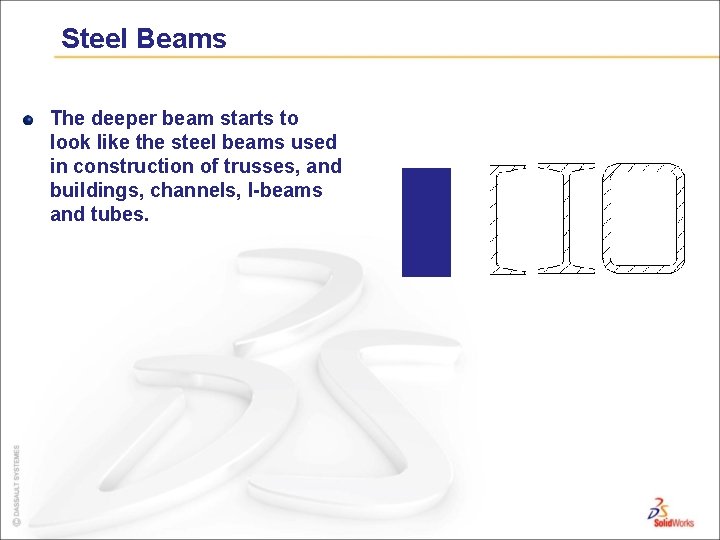 Steel Beams The deeper beam starts to look like the steel beams used in