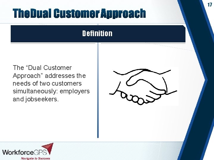 17 Definition The “Dual Customer Approach” addresses the needs of two customers simultaneously: employers