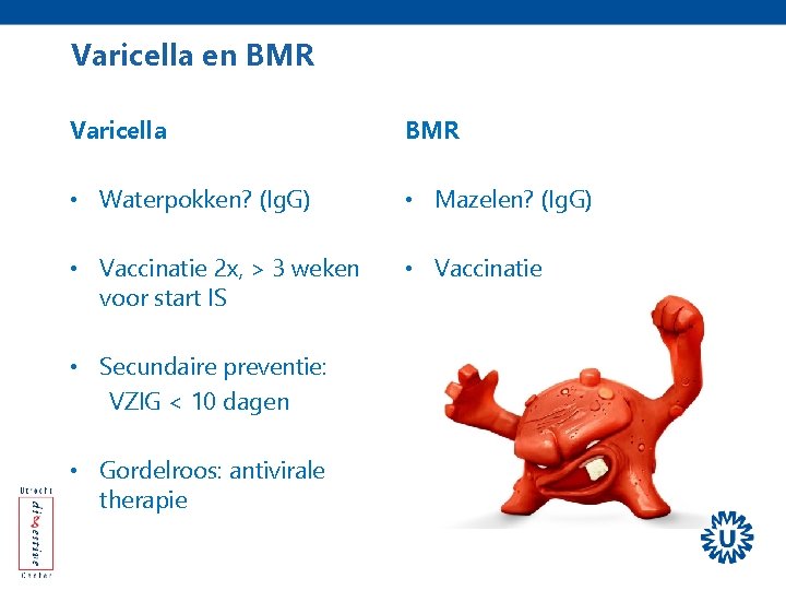 Varicella en BMR Varicella BMR • Waterpokken? (Ig. G) • Mazelen? (Ig. G) •