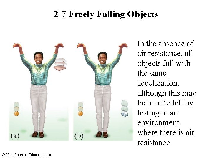 2 -7 Freely Falling Objects In the absence of air resistance, all objects fall