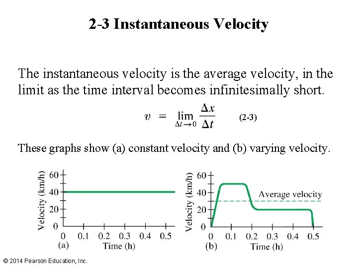 2 -3 Instantaneous Velocity The instantaneous velocity is the average velocity, in the limit 2 -3 Instantaneous Velocity The instantaneous velocity is the average velocity, in the limit