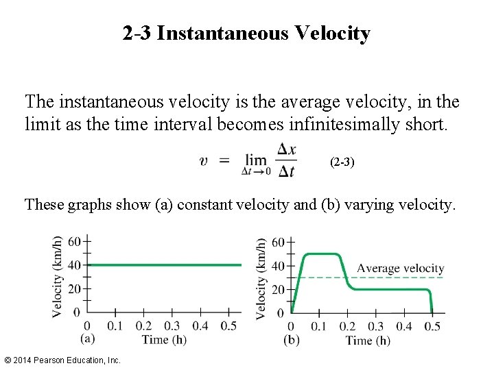 2 -3 Instantaneous Velocity The instantaneous velocity is the average velocity, in the limit