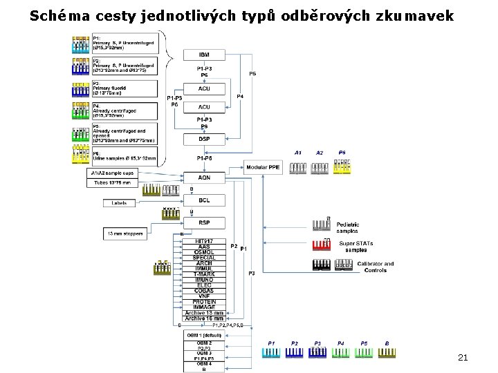 Schéma cesty jednotlivých typů odběrových zkumavek 21 