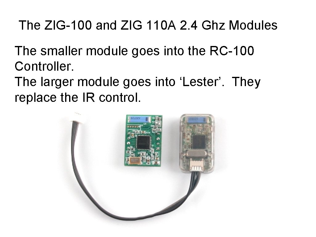 The ZIG-100 and ZIG 110 A 2. 4 Ghz Modules The smaller module goes The ZIG-100 and ZIG 110 A 2. 4 Ghz Modules The smaller module goes
