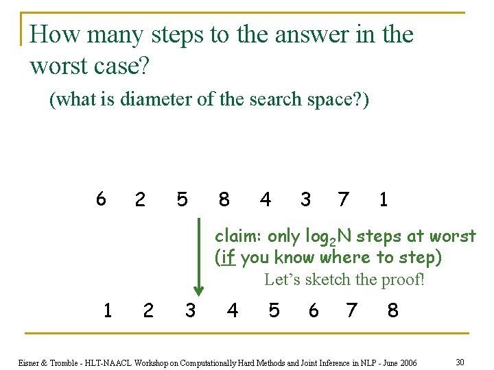 How many steps to the answer in the worst case? (what is diameter of