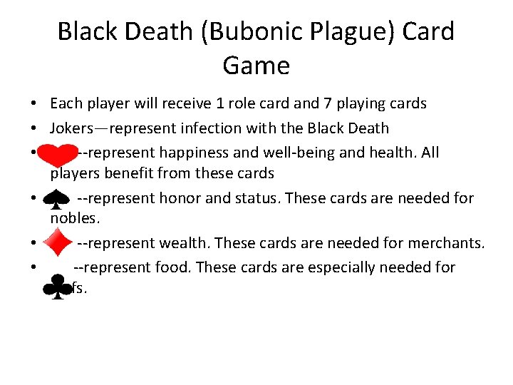 Black Death (Bubonic Plague) Card Game • Each player will receive 1 role card