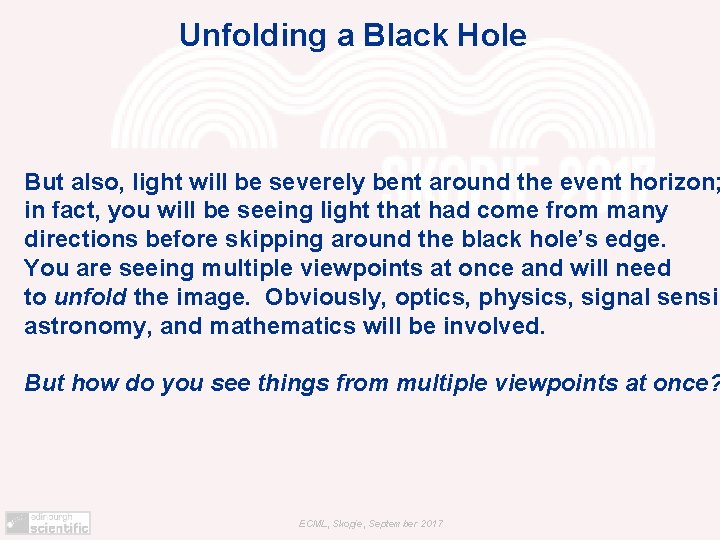 Unfolding a Black Hole But also, light will be severely bent around the event