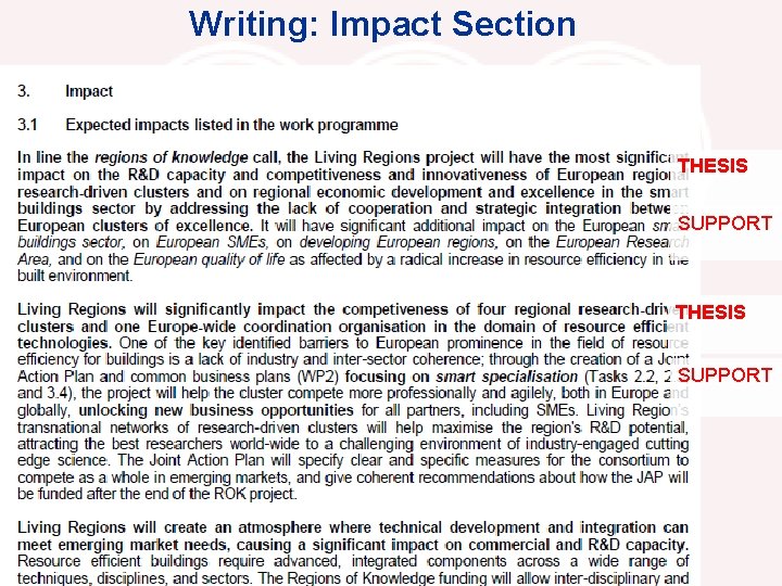 Writing: Impact Section THESIS SUPPORT ECML, Skopje, September 2017 