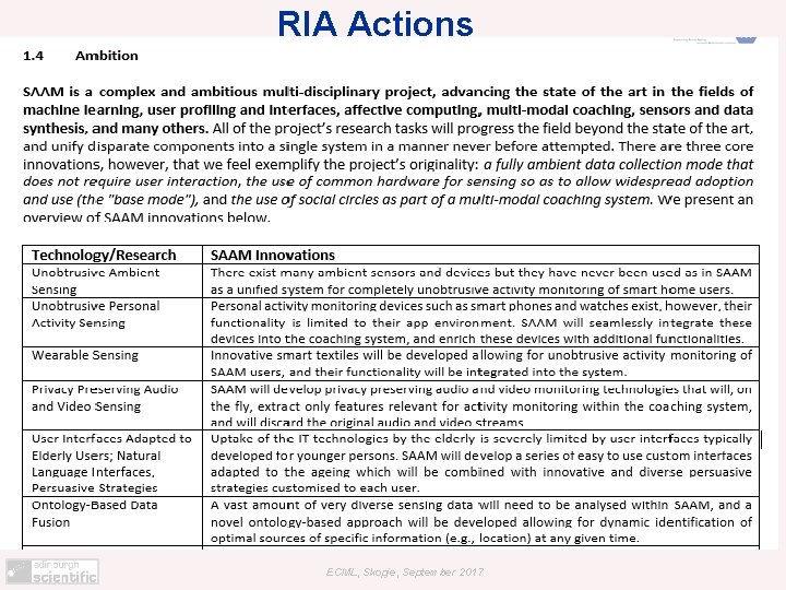 RIA Actions ECML, Skopje, September 2017 