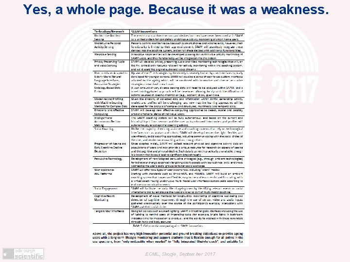 Yes, a whole page. Because it was a weakness. ECML, Skopje, September 2017 