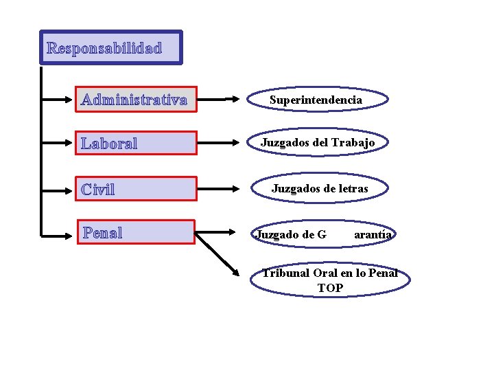 Responsabilidad Administrativa Laboral Civil Penal Superintendencia Juzgados del Trabajo Juzgados de letras Juzgado de