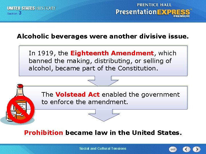 325 Section Chapter Section 1 Alcoholic beverages were another divisive issue. In 1919, the