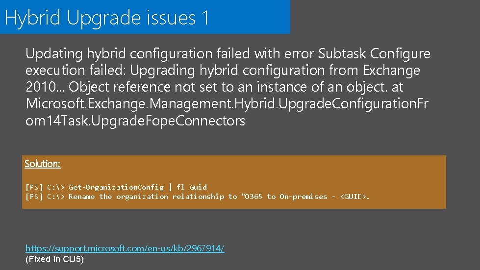 Hybrid Upgrade issues 1 Updating hybrid configuration failed with error Subtask Configure execution failed: