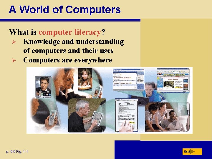 A World of Computers What is computer literacy? Ø Ø Knowledge and understanding of