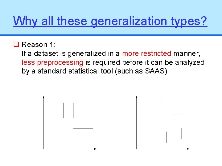 Why all these generalization types? q Reason 1: If a dataset is generalized in