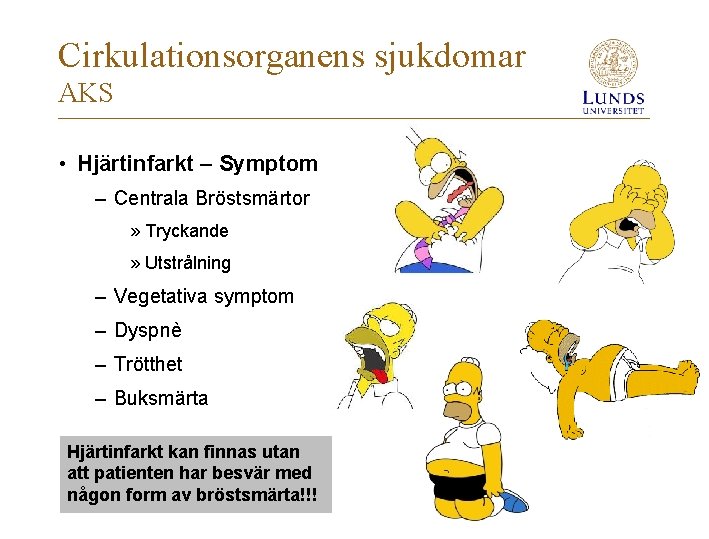 Cirkulationsorganens sjukdomar AKS • Hjärtinfarkt – Symptom – Centrala Bröstsmärtor » Tryckande » Utstrålning