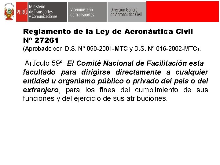 Reglamento de la Ley de Aeronáutica Civil Nº 27261 (Aprobado con D. S. Nº