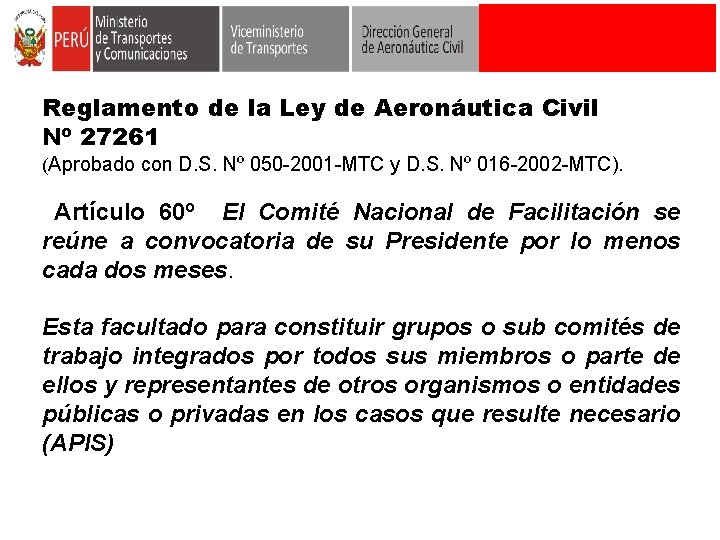 Reglamento de la Ley de Aeronáutica Civil Nº 27261 (Aprobado con D. S. Nº