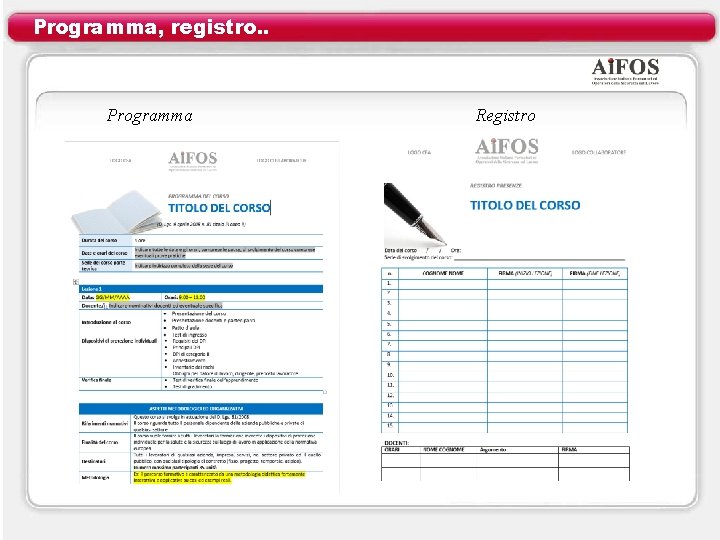 Programma, registro. . Programma Registro 