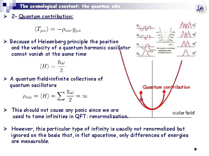 The cosmological constant: the quantum side Ø 2 - Quantum contribution: Ø Because of