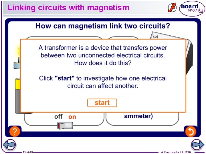 Linking circuits with magnetism 10 of 40 © Boardworks Ltd 2009 