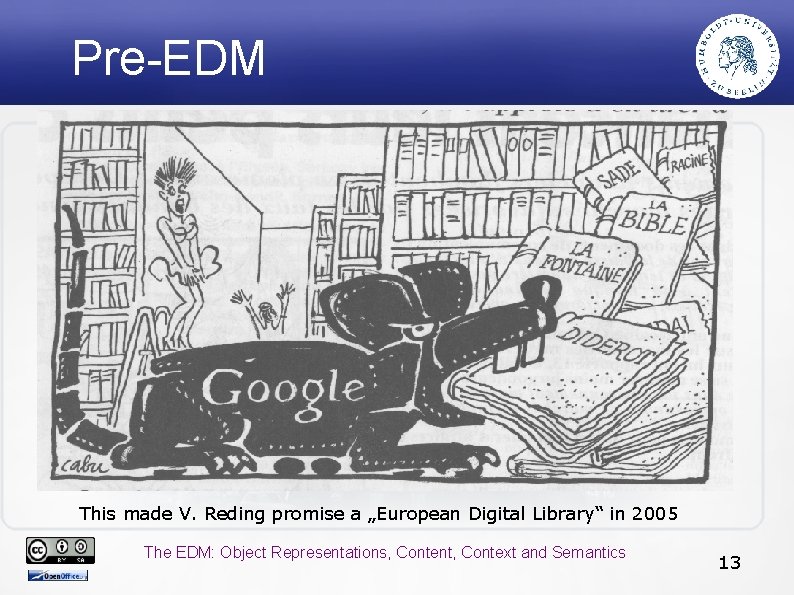 Pre-EDM This made V. Reding promise a „European Digital Library“ in 2005 The EDM: