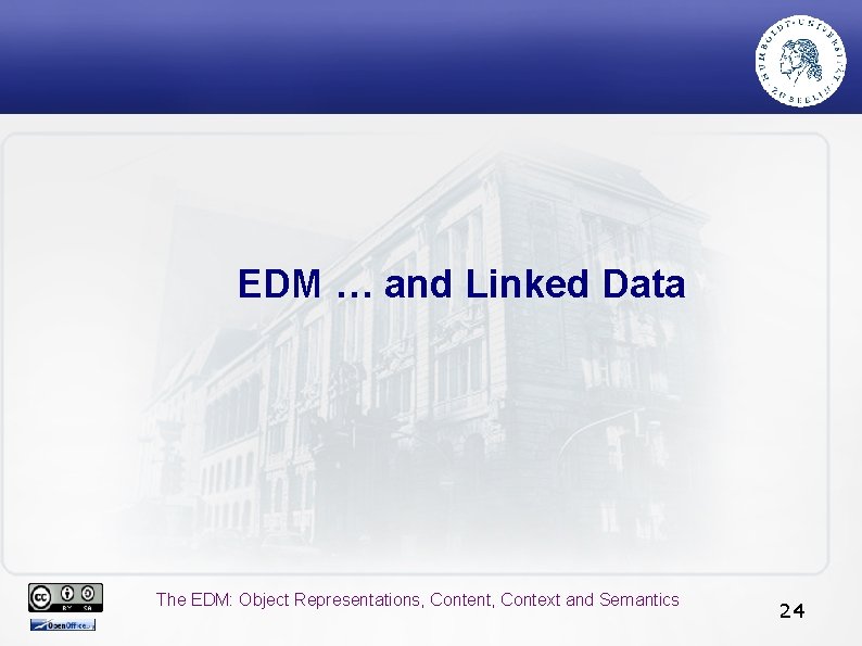 EDM … and Linked Data The EDM: Object Representations, Content, Context and Semantics 24