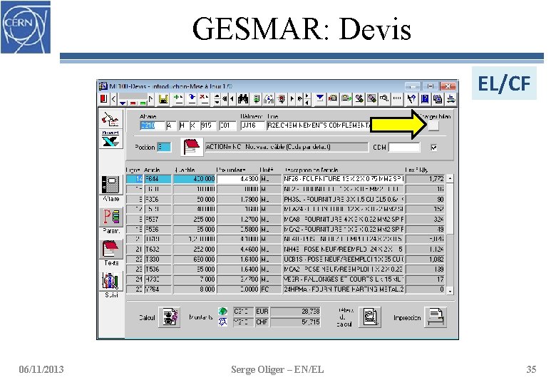 GESMAR: Devis EL/CF 06/11/2013 Serge Oliger – EN/EL 35 