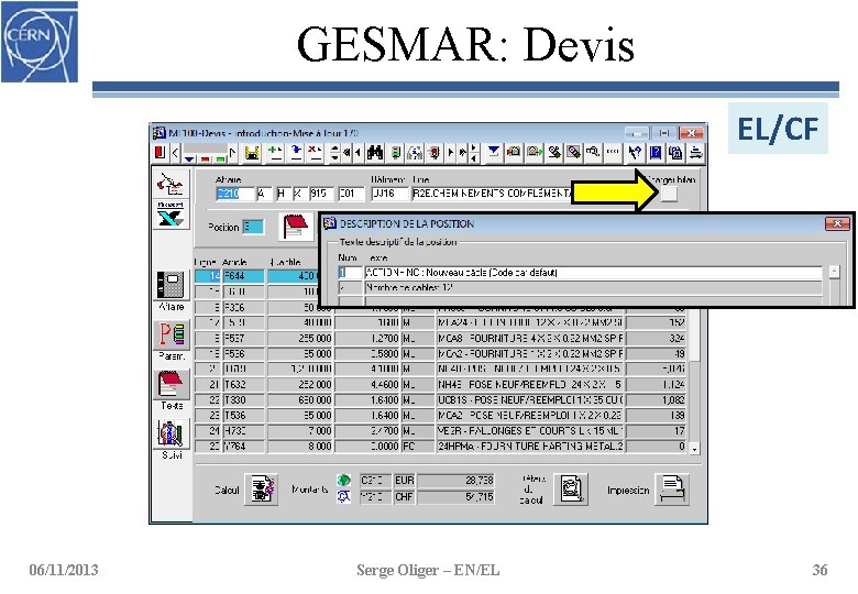 GESMAR: Devis EL/CF 06/11/2013 Serge Oliger – EN/EL 36 