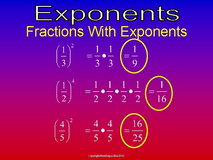 Fractions With Exponents copyright©amberpasillas 2010 