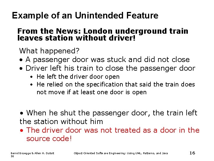 Example of an Unintended Feature From the News: London underground train leaves station without