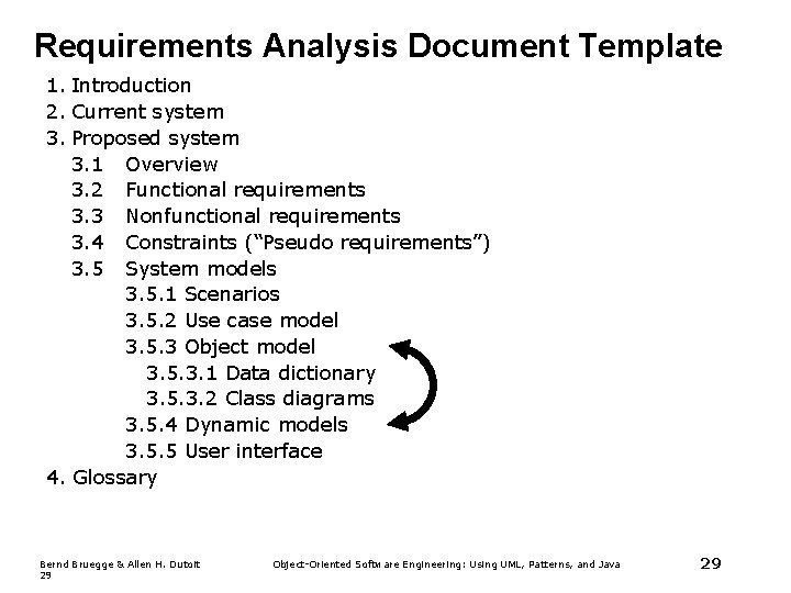 Requirements Analysis Document Template 1. Introduction 2. Current system 3. Proposed system 3. 1