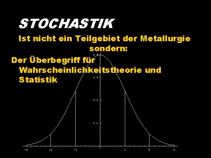 STOCHASTIK Ist nicht ein Teilgebiet der Metallurgie sondern: Der Überbegriff für Wahrscheinlichkeitstheorie und Statistik