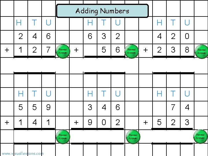 Adding Numbers + + H T U 2 4 6 6 3 2 4 Adding Numbers + + H T U 2 4 6 6 3 2 4