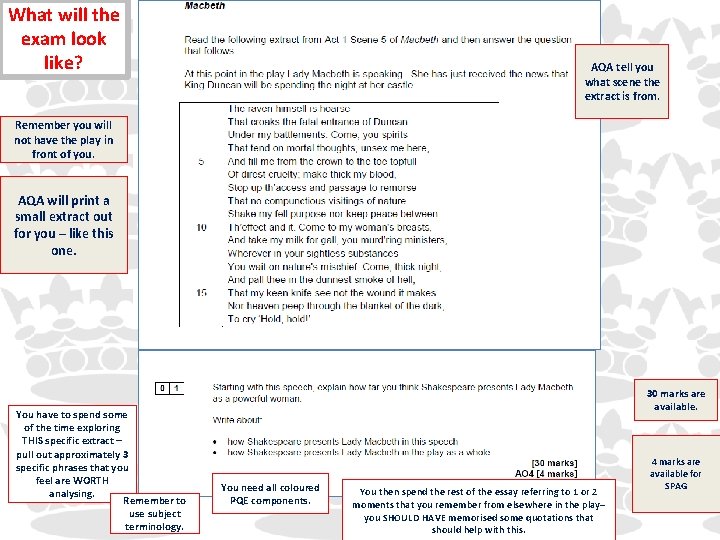 What will the exam look like? AQA tell you what scene the extract is