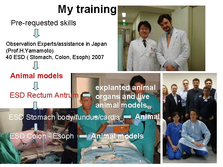 My training program Pre-requested skills Observation Experts/assistance in Japan (Prof. H. Yamamoto) 40 ESD