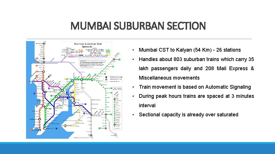 MUMBAI SUBURBAN SECTION • Mumbai CST to Kalyan (54 Km) - 26 stations •