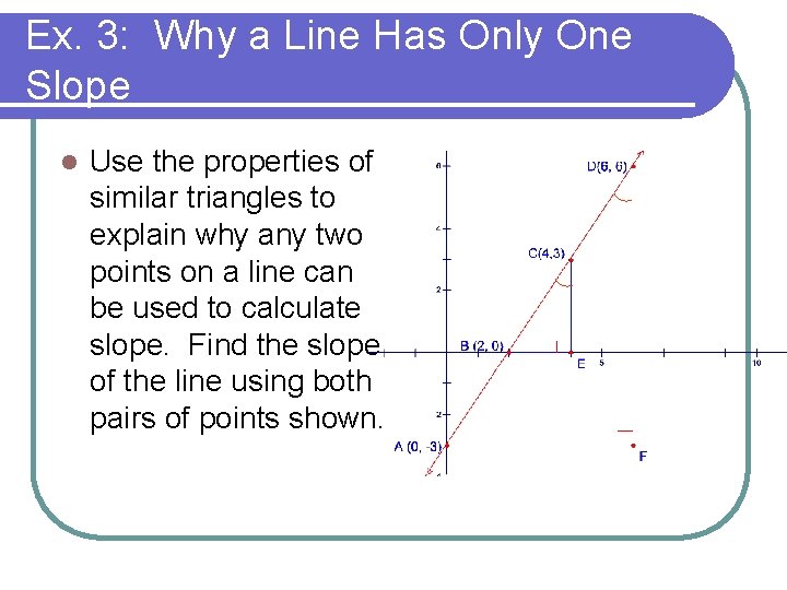 Ex. 3: Why a Line Has Only One Slope l Use the properties of Ex. 3: Why a Line Has Only One Slope l Use the properties of