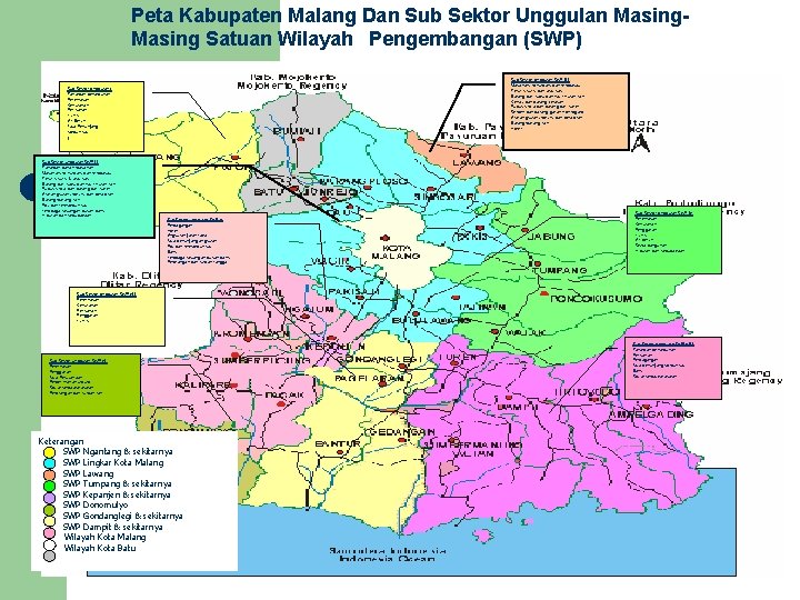 Peta Kabupaten Malang Dan Sub Sektor Unggulan Masing Satuan Wilayah Pengembangan (SWP) Sub Sektor