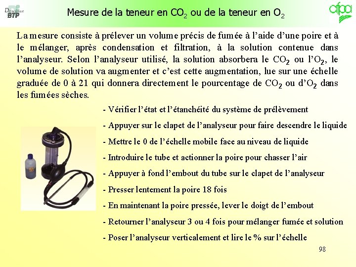 Mesure de la teneur en CO 2 ou de la teneur en O 2